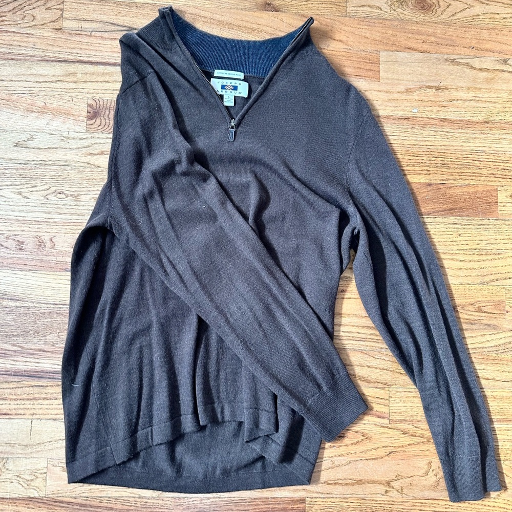 Joseph Abboude brown 1/4 zip pull over sweater